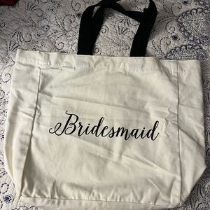 Bridesmaid Canvas Tote Bag - Cream and Black